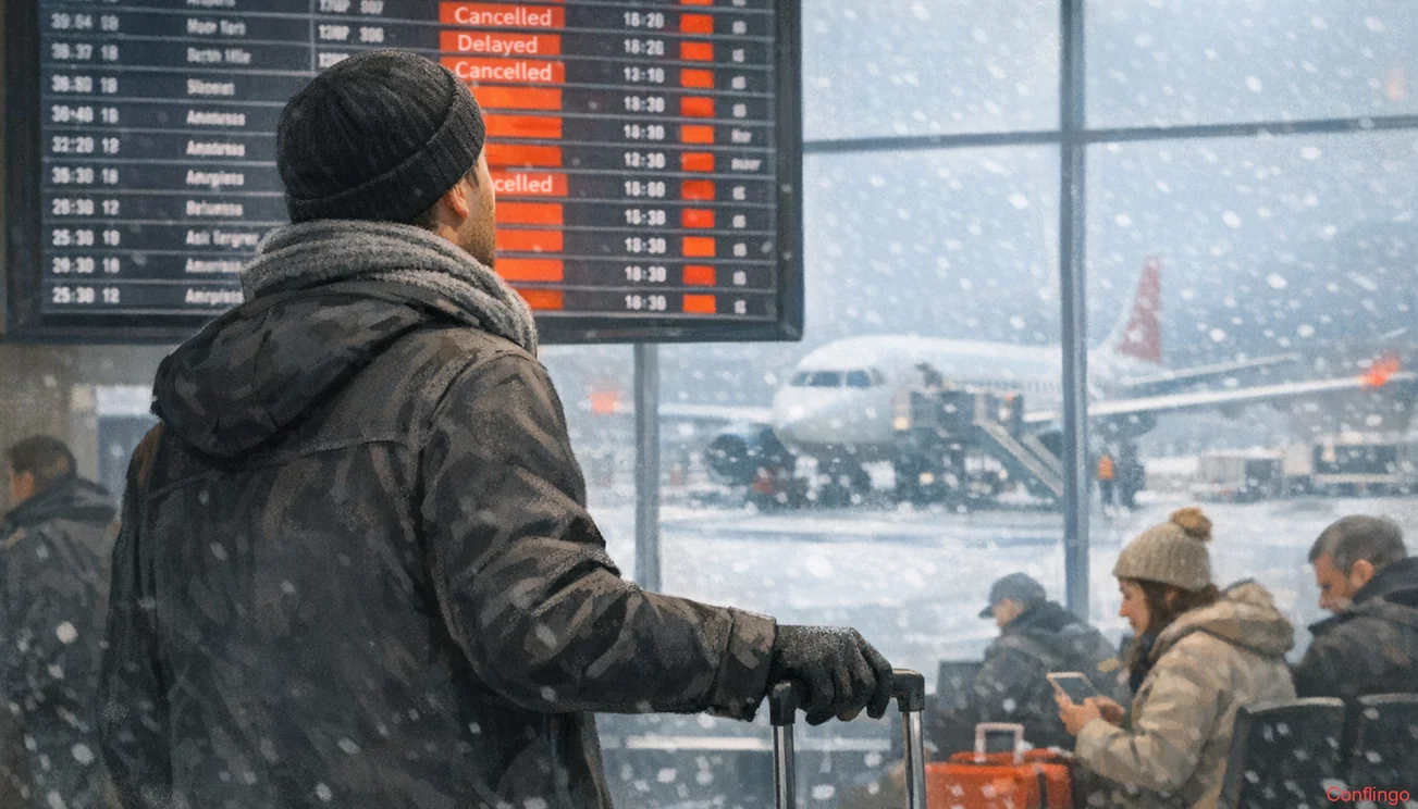 Paris aeroportlarında əlverişsiz hava şəraitinə görə 150-yə yaxın reys ləğv edilib