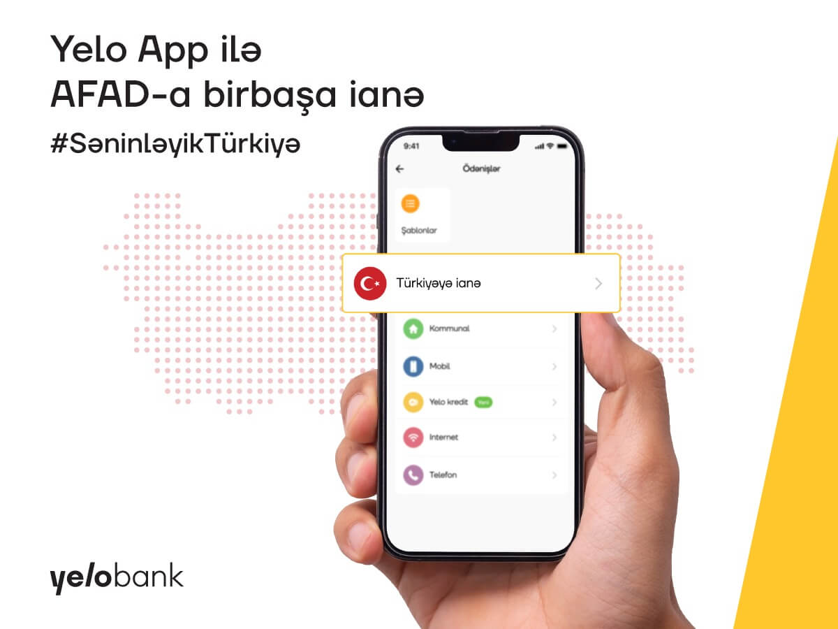 AFAD-a ianələrinizi “Yelo App” vasitəsilə birbaşa köçürün