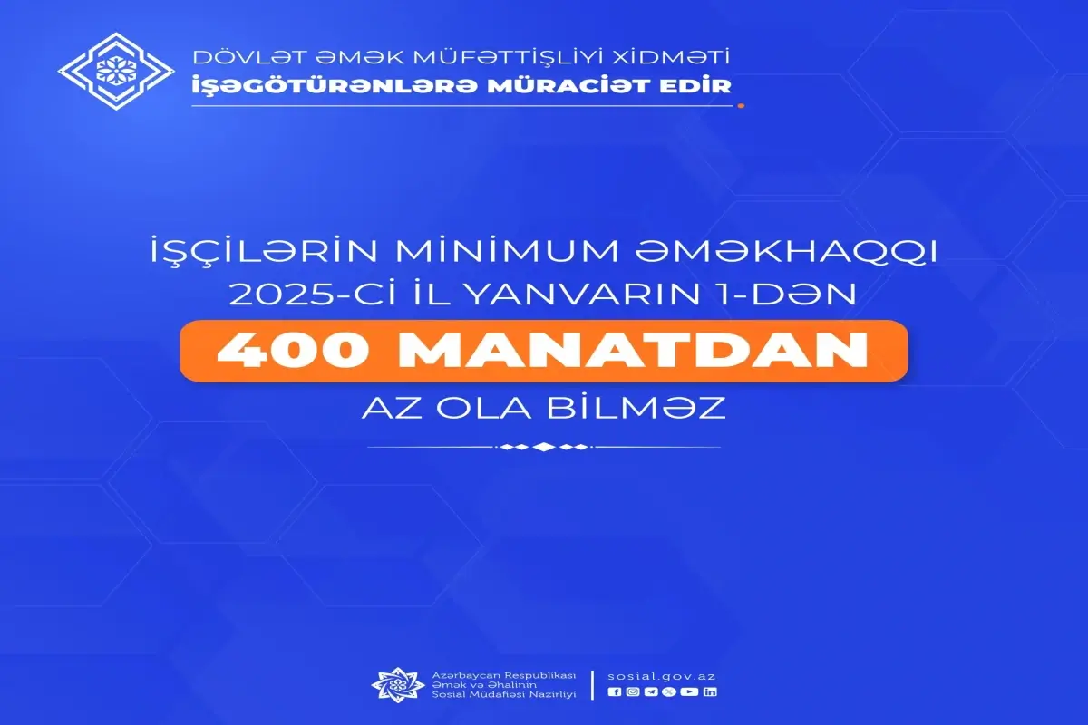 Nazirlikdən xəbərdarlıq: İşçilərin maaşı 400 manatdan az ola bilməz