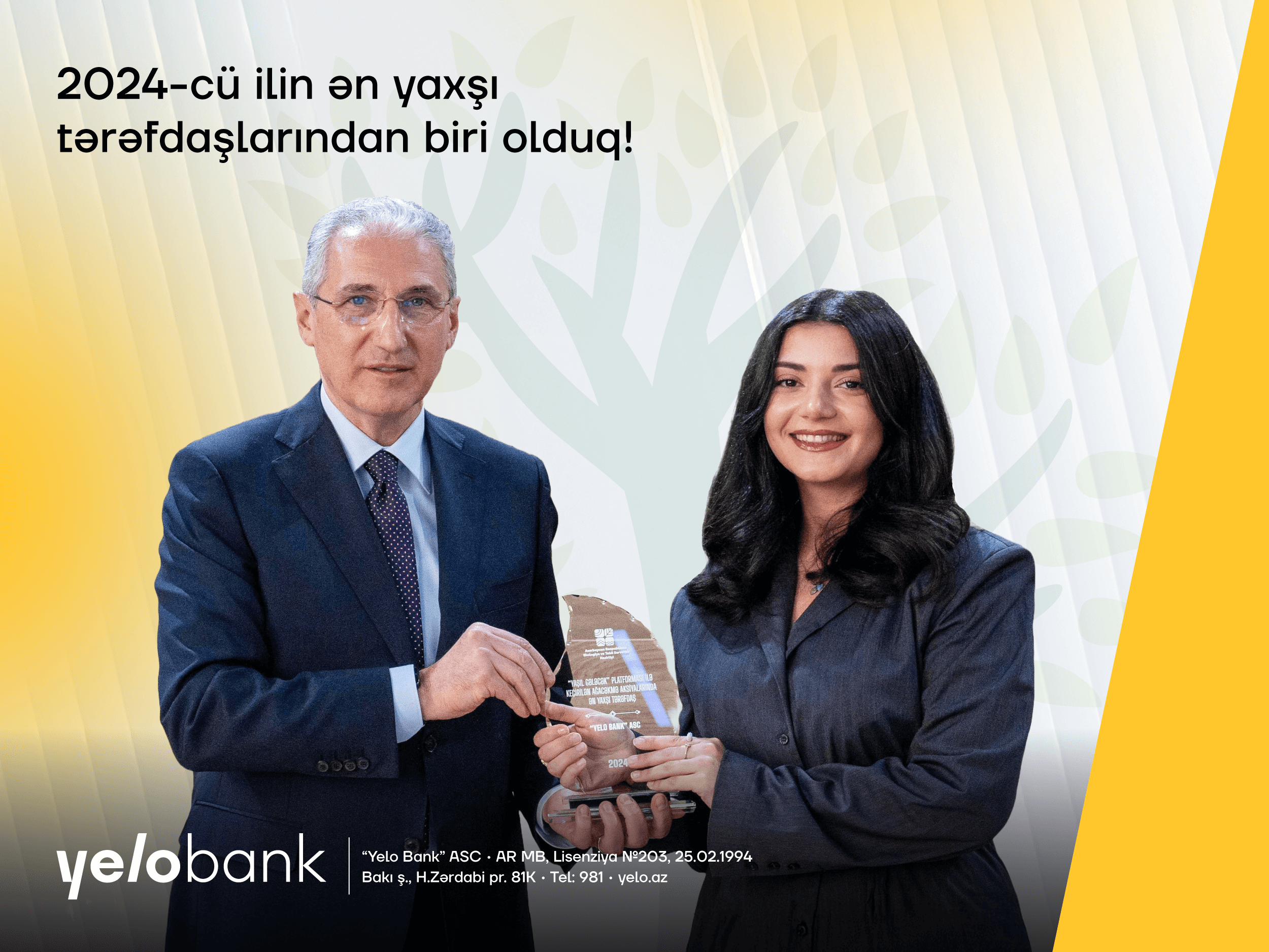 “Yelo Bank” “İlin ən yaxşı tərəfdaşı” adına layiq görüldü!
