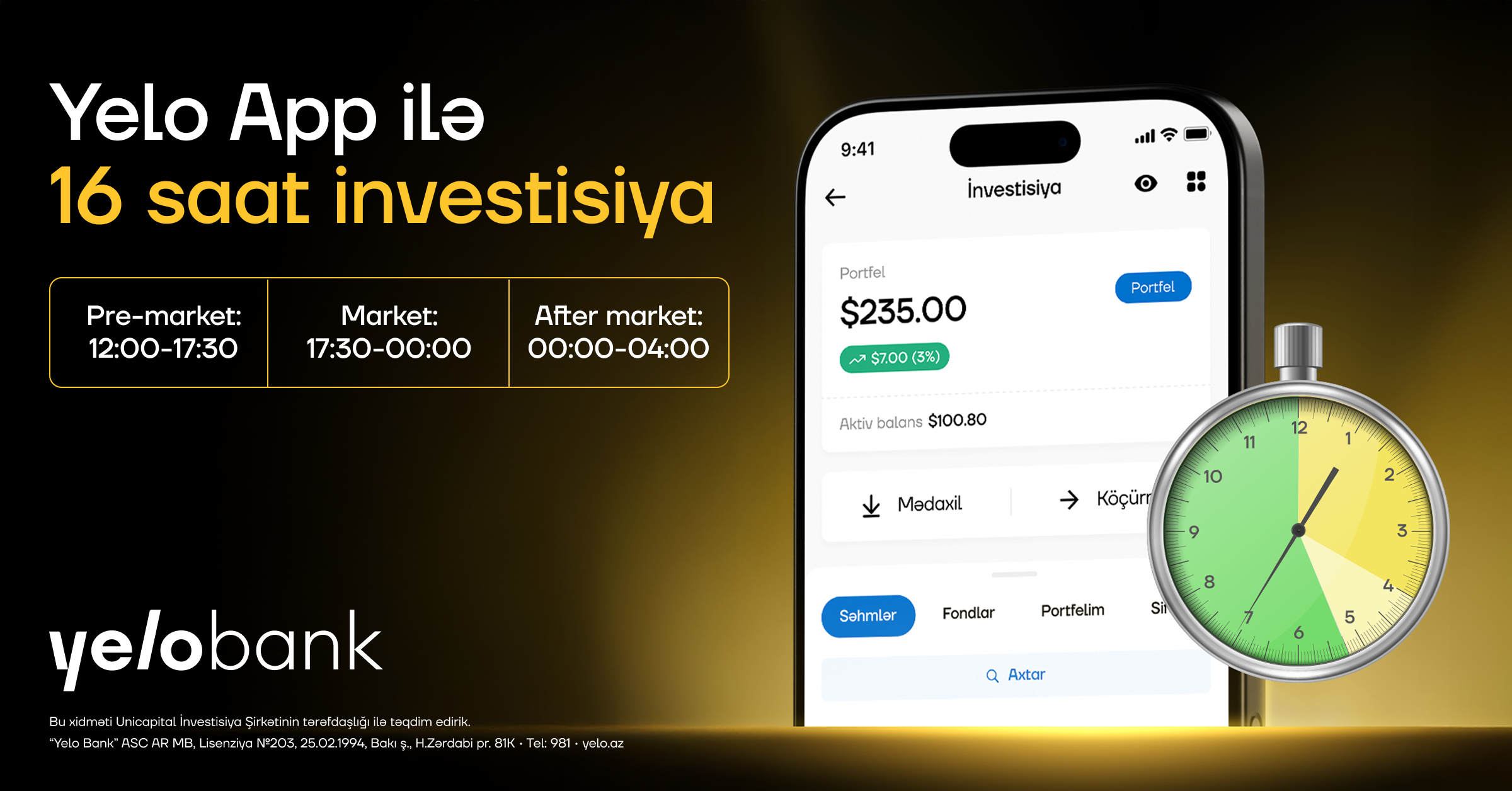 “Yelo Invest”də limit sifarişi funksiyası aktiv oldu