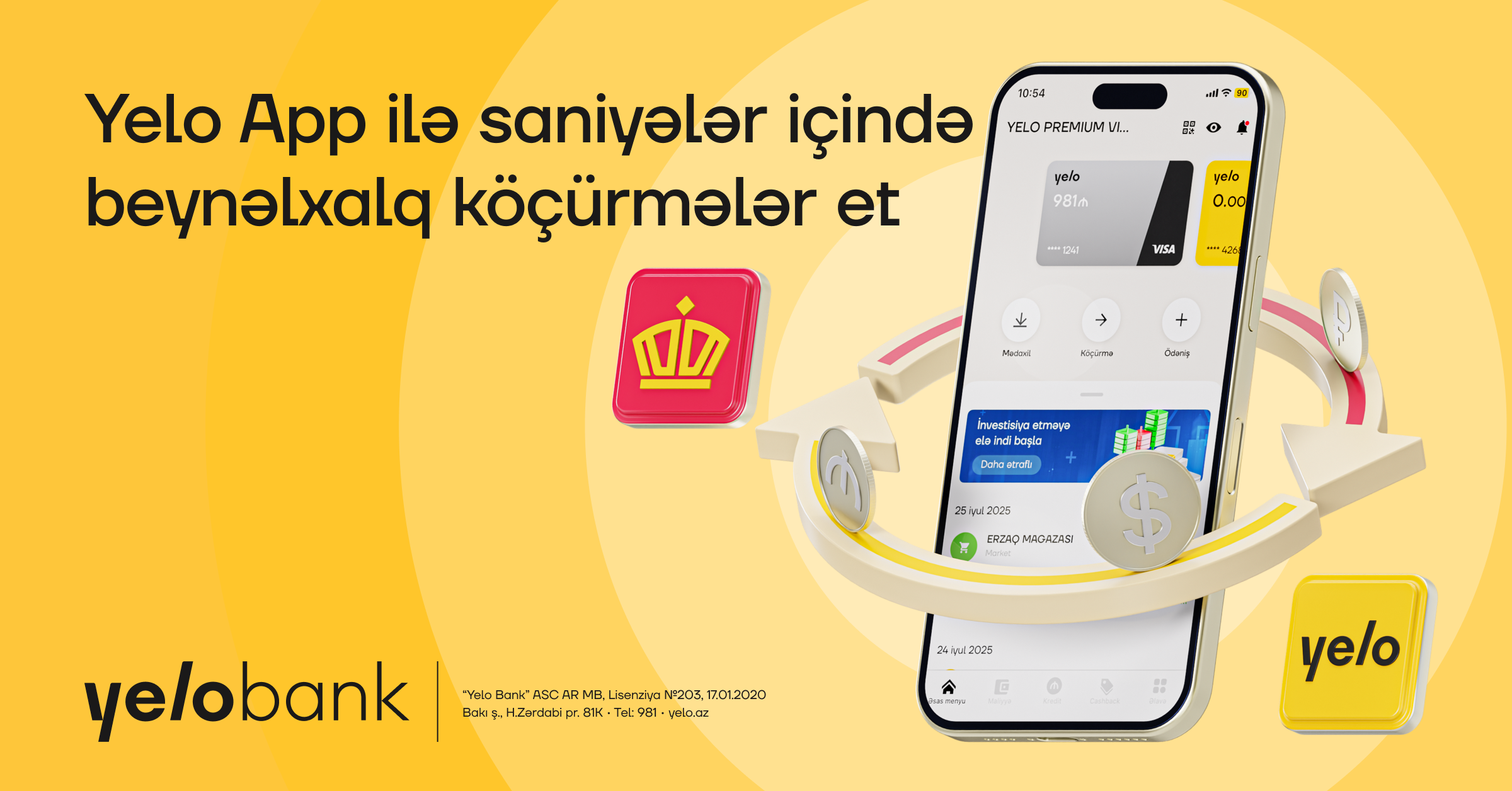 “Zolotaya Korona” köçürmələri “Yelo App” ilə daha sürətli!