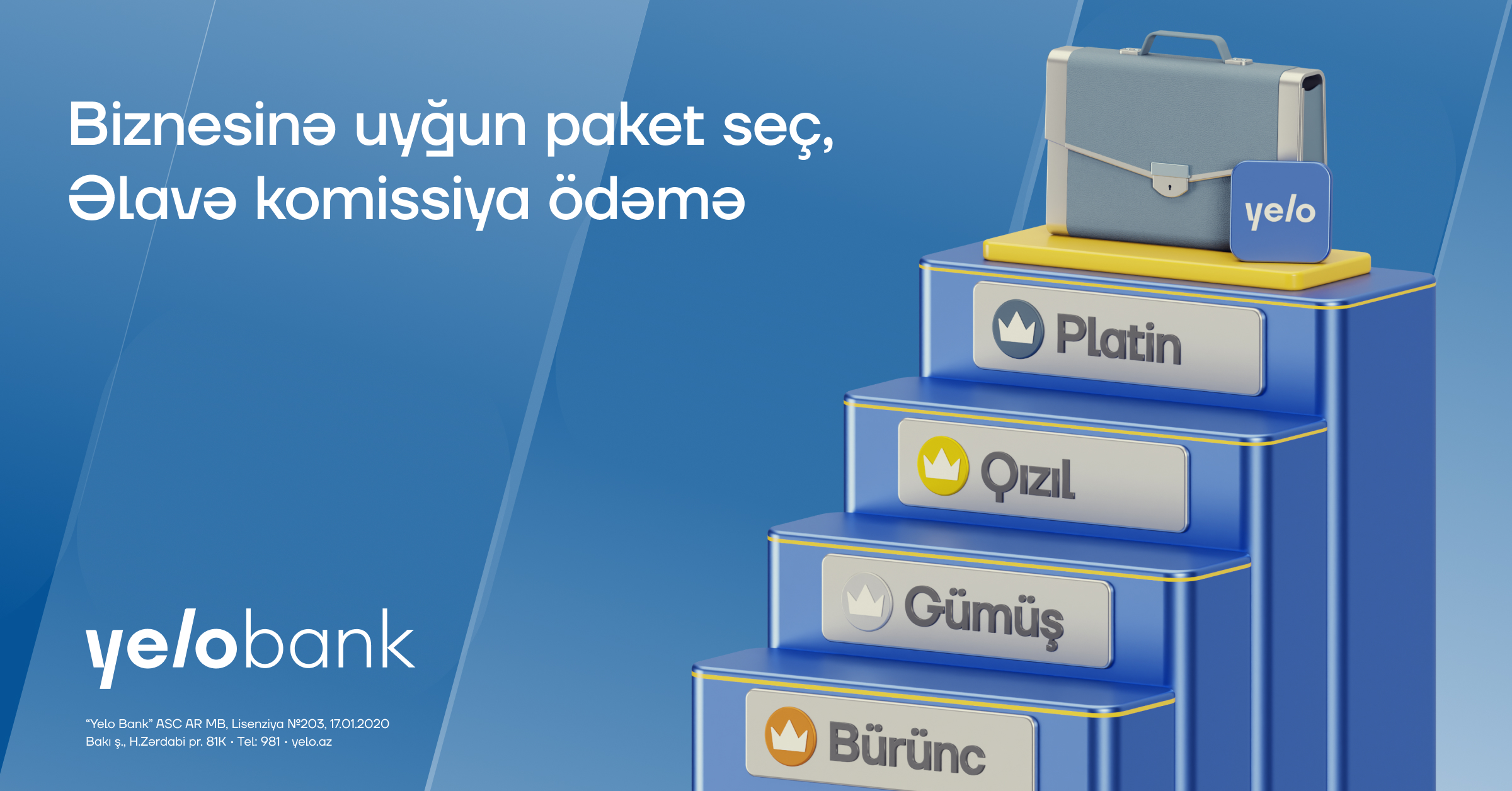 “Yelo Bank” bizneslərin ehtiyacına uyğun tarif paketləri təqdim edir