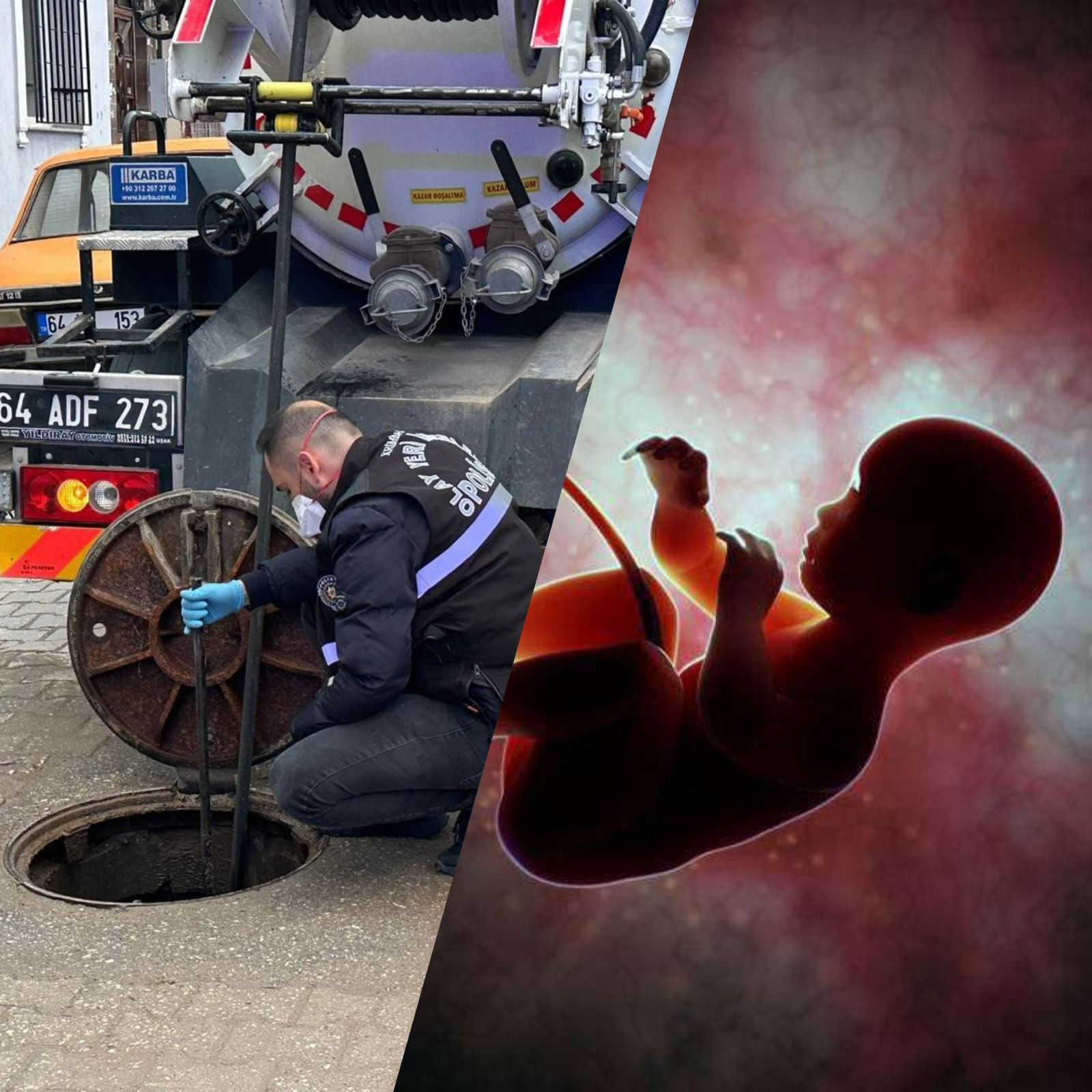 Kanalizasiyanın tıxanmasını açmaq istədilər, döl tapdılar