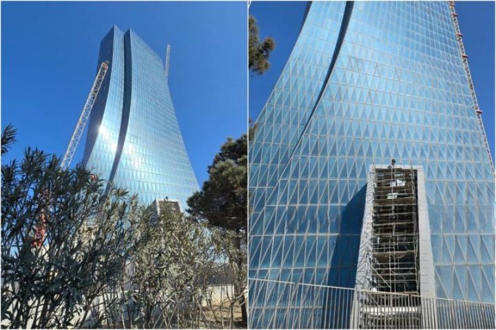 Bakıda 218 milyon avroya tikilən Mərkəzi Bankın yeni inzibati binadında tikinti-quraşdırma işləri başa çatıb