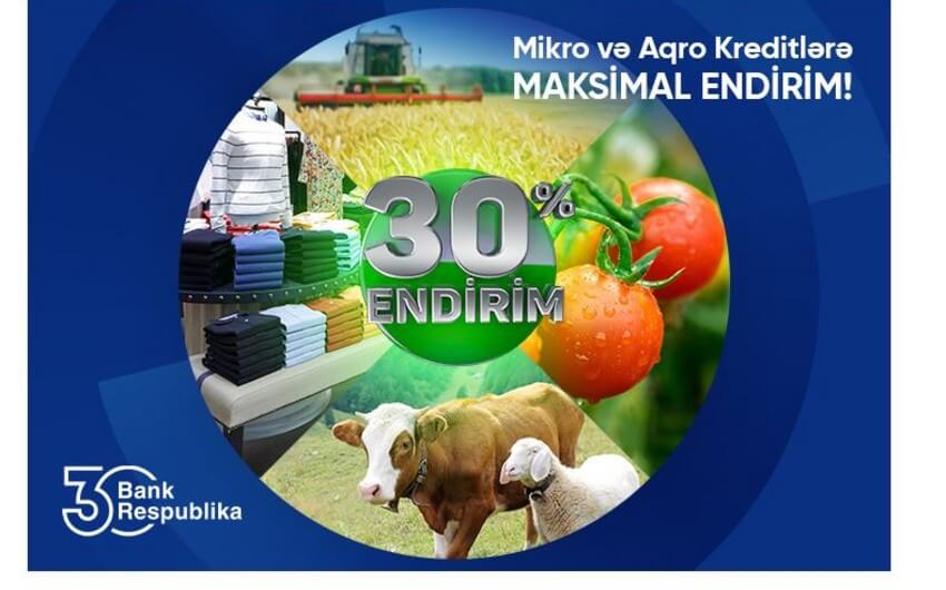 "Bank Respublika" 30 yaşı münasibətilə mikro kredit faizlərində 30% endirim elan edib