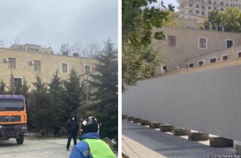 Bakının mərkəzində əvvəl ağacları çıxardılar, indi də obyekt tikirlər