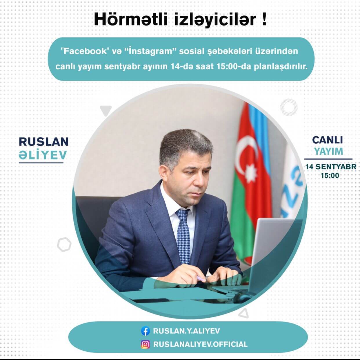 Sabah Ruslan Əliyev abonentlərin suallarını canlı cavablandıracaq