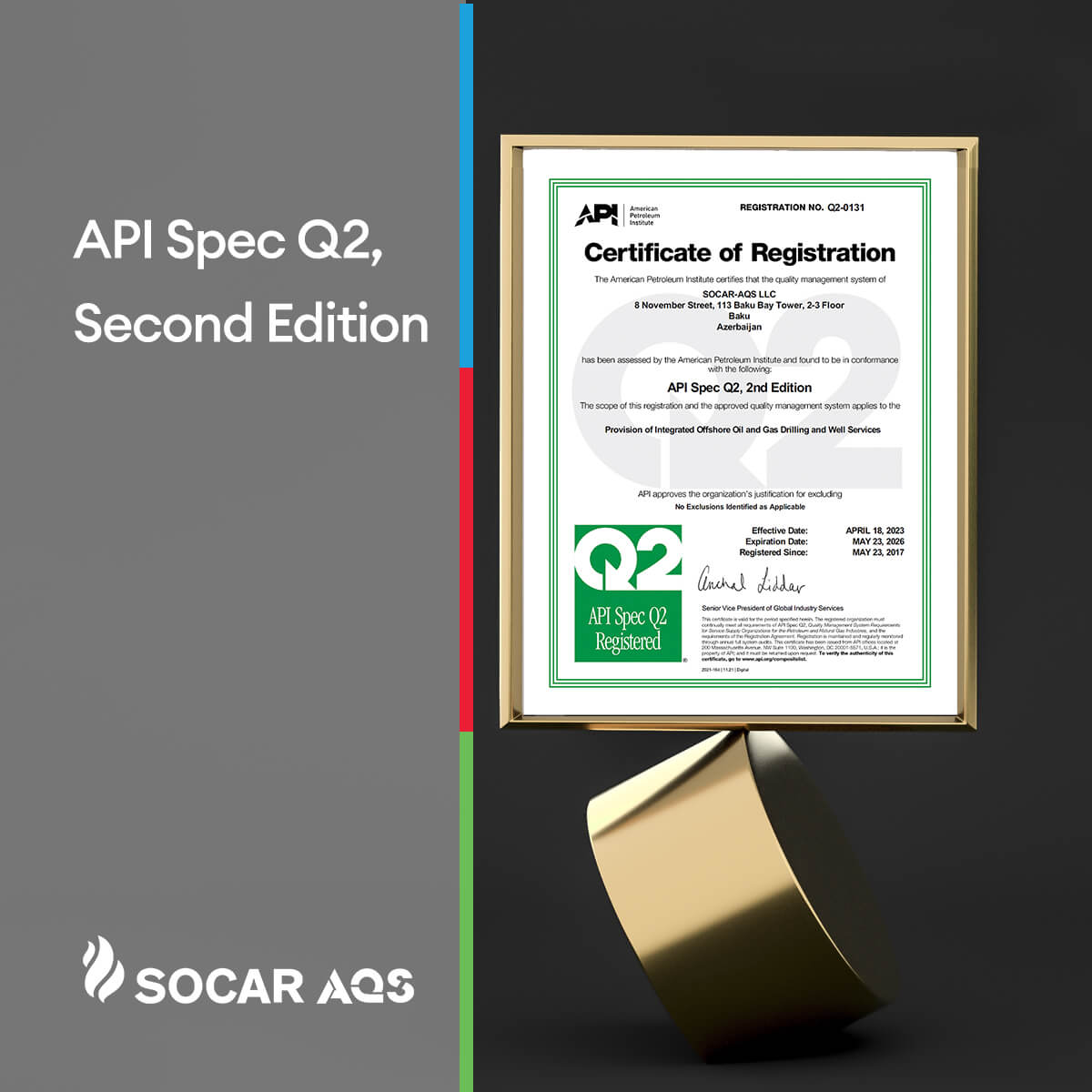 SOCAR AQŞ “API Spec Q2” İkinci Nəşr Sertifikatını əldə edir