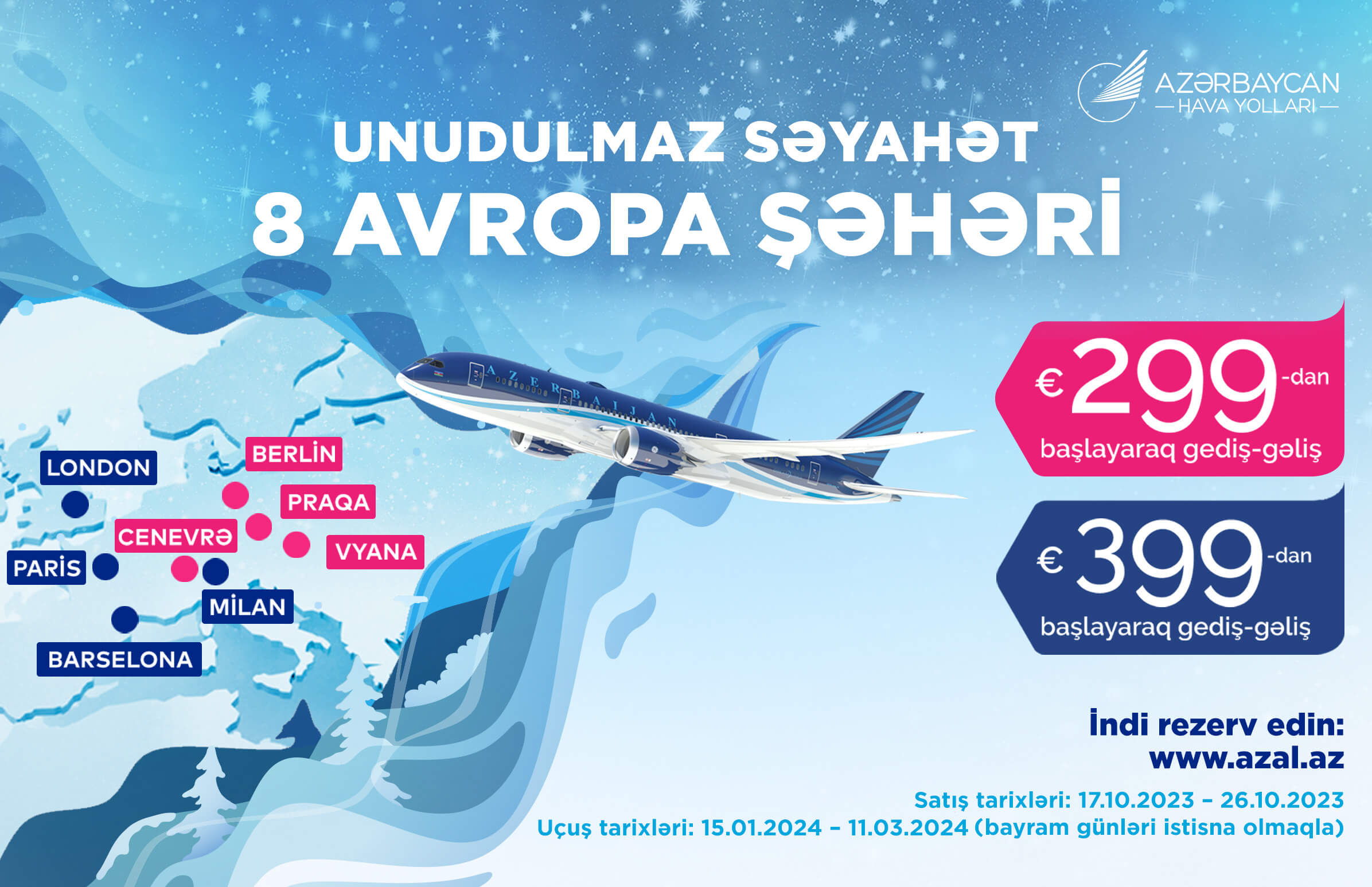 AZAL-dan xüsusi təklif: Avropanın 8 şəhərinə səyahət