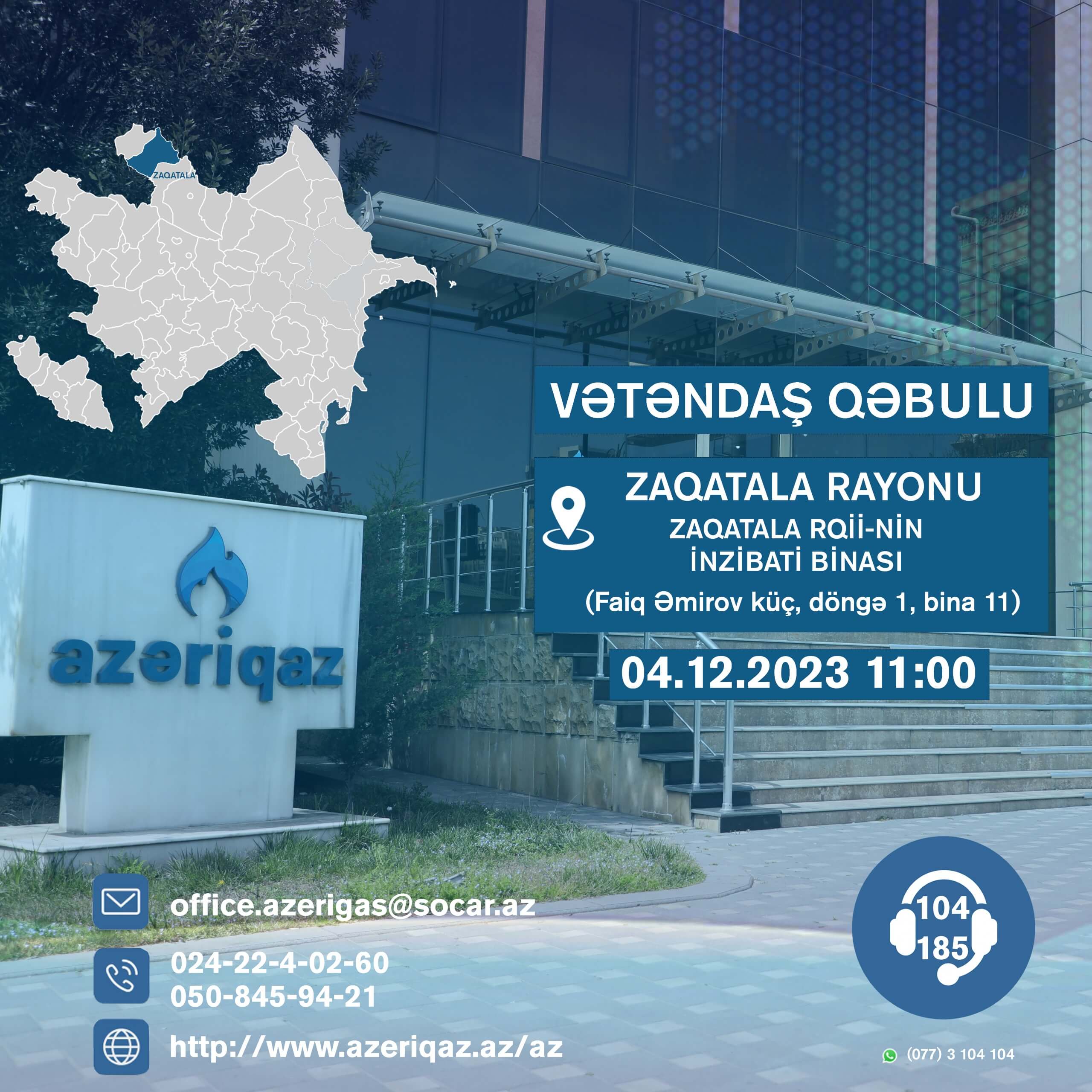 "Azəriqaz" rəhbərliyi Zaqatalada vətəndaş qəbulu keçirəcək
