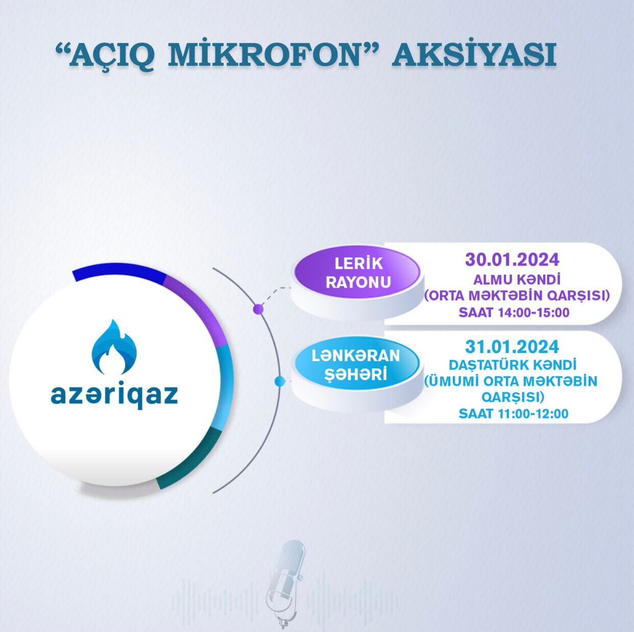 İki rayonda "Azəriqaz"ın “Açıq mikrofon" aksiyası keçiriləcək