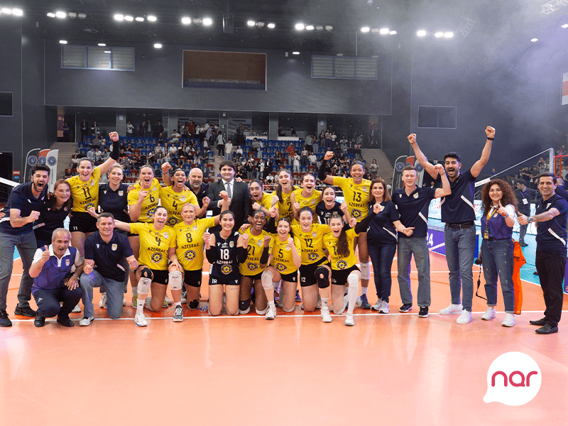 “Nar” voleybol üzrə ölkə çempionlarını təbrik edir