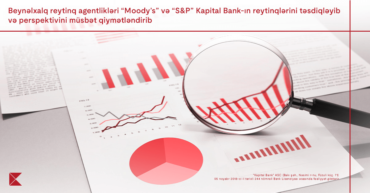 “Moody’s” və “S&P” “Kapital Bank”ın reytinqlərini təsdiqləyib və bankın  perspektivini müsbət qiymətləndirib