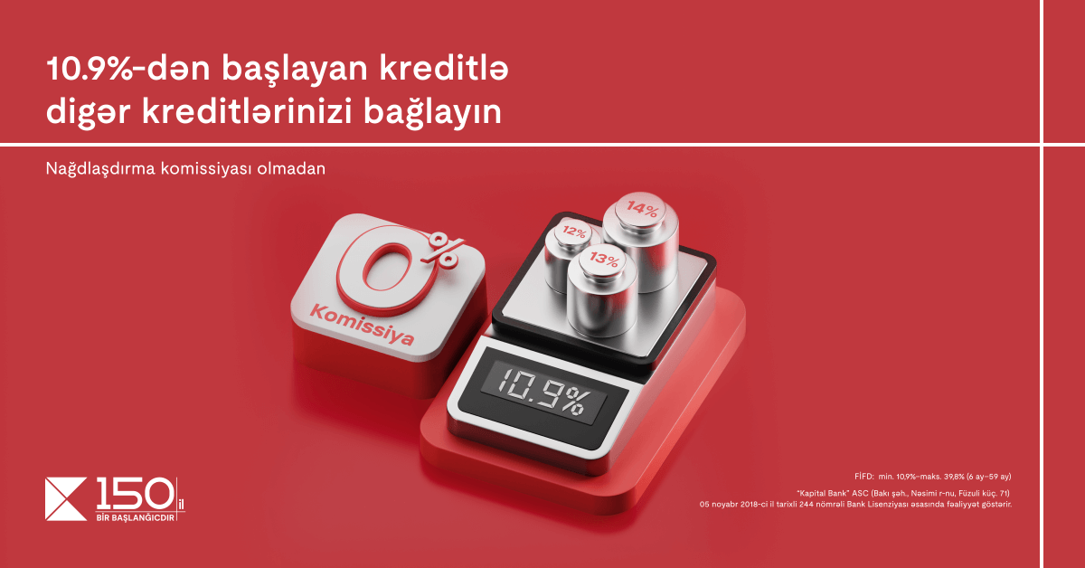 “Kapital Bank”la digər banklardakı  kreditlərinizi sərfəli şərtlərlə ödəyin