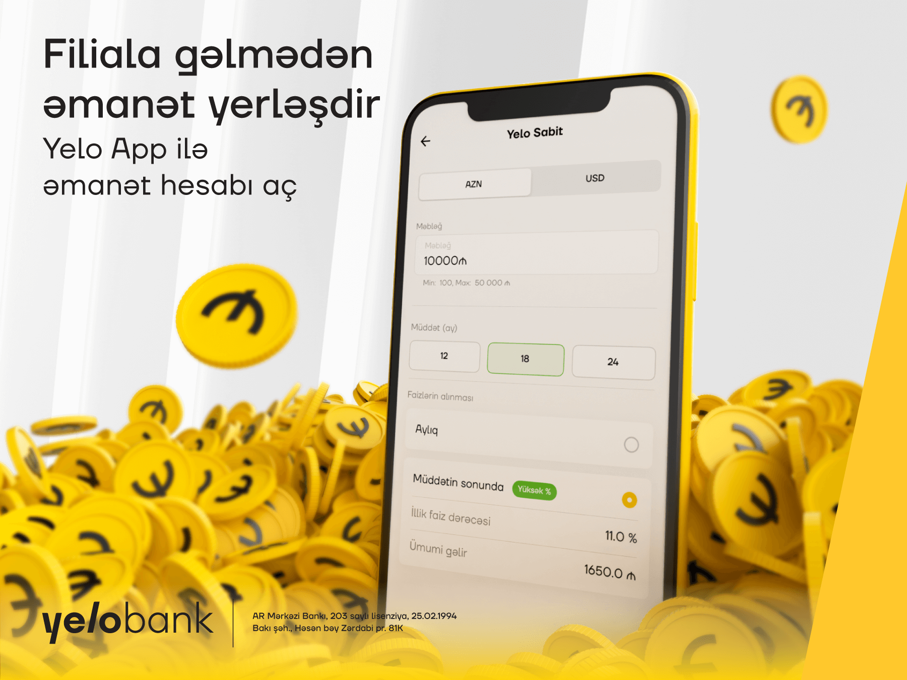 “Yelo Bank”dan gözlənilən yenilik: onlayn əmanət!