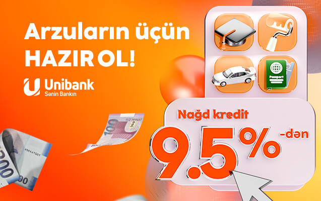 “Unibank” kredit faizini 9,5 %-ə endirdi
