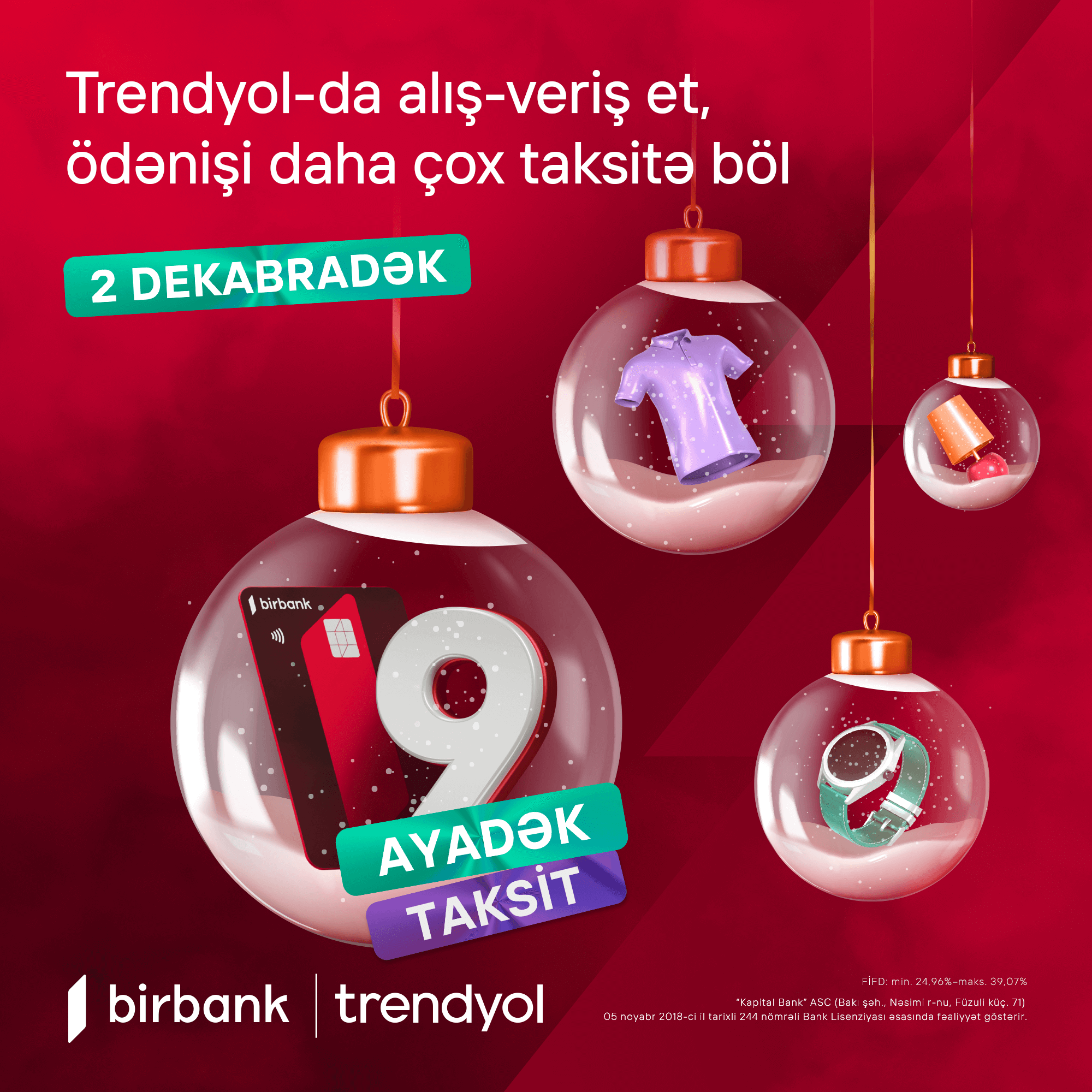 Birbank taksit kartı ilə “Trendyol”da 9 aylıq faizsiz taksit fürsəti
