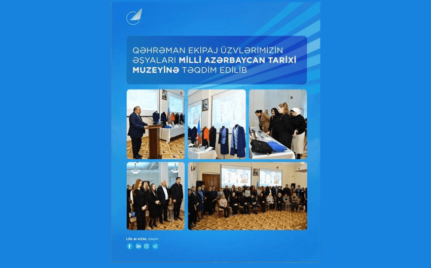 Aktaudakı təyyarə qəzasında həlak olmuş ekipaj üzvlərinin əşyaları Tarix Muzeyinə verilib