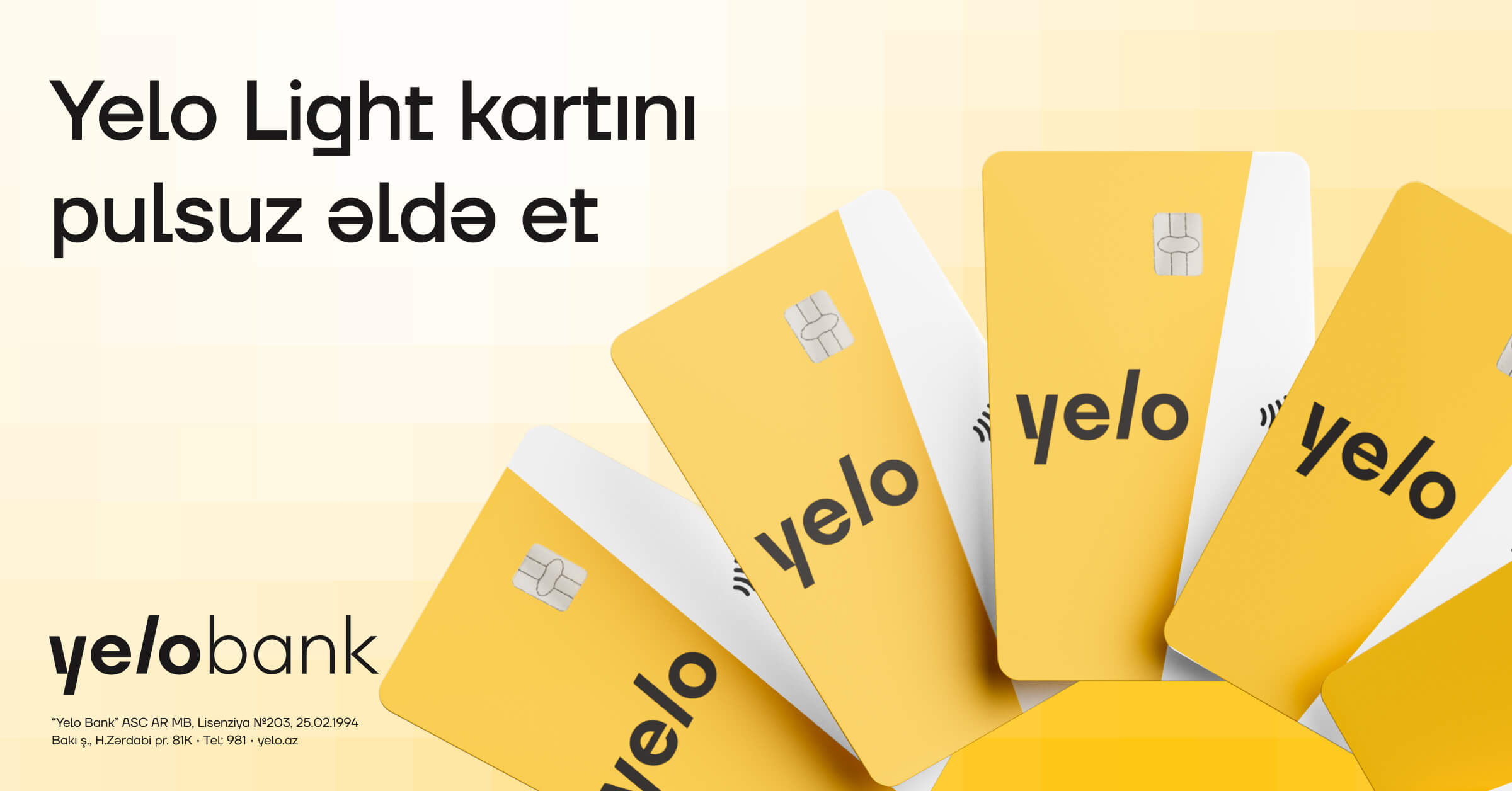 “Yelo Bank”dan pulsuz debet kart!