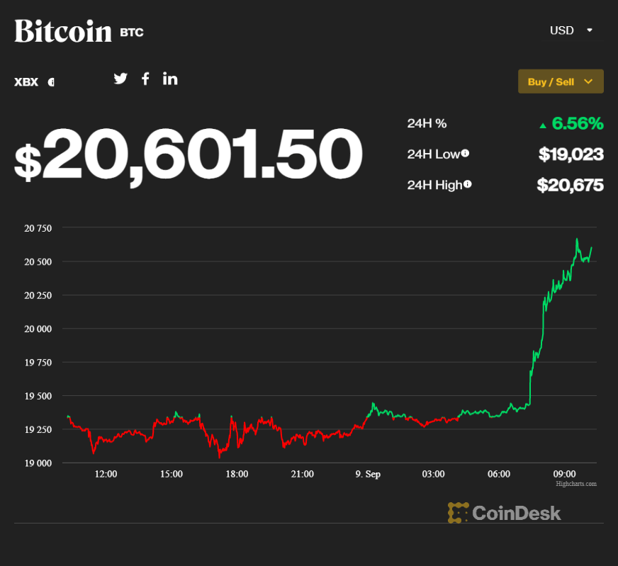 coindesk BTC chart 2022 09 09