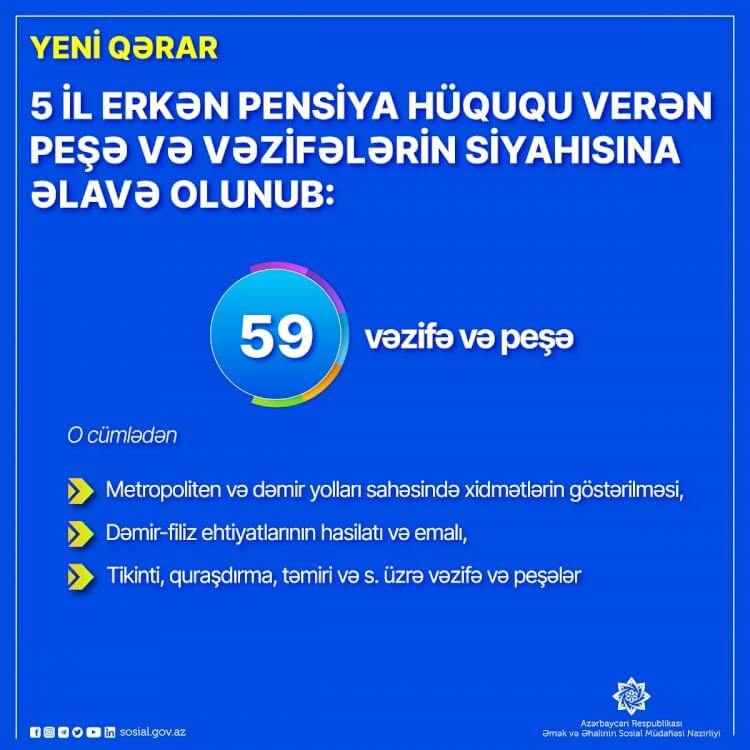 5 il erkən pensiyaya çıxmaq hüququ verilən peşələr məlum oldu